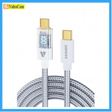 SuperV RT4-100-WH  TYPE-C to TYPE-C 1M PD100W LED 數字顯示 十字編織線材  WHITE)